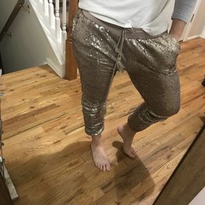Sequin Joggers Rose Gold Size M